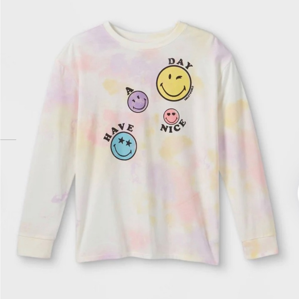 Tie-dye Smiley World Long Sleeve Shirt